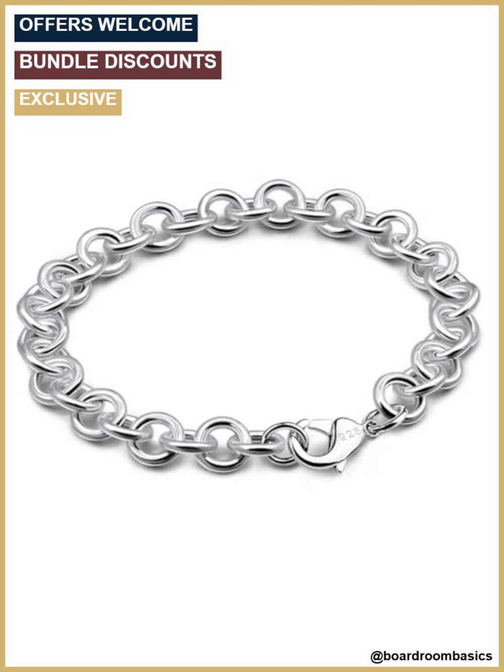 925 Sterling Silver Cable Wire Link Bracelet Unisex Lobster Clasp